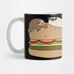 Sloth Pug and Hamburger Mug